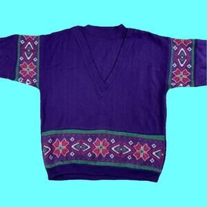Vintage Eileen and Co Mock Neck Grandma Sweater Knit Details Winter